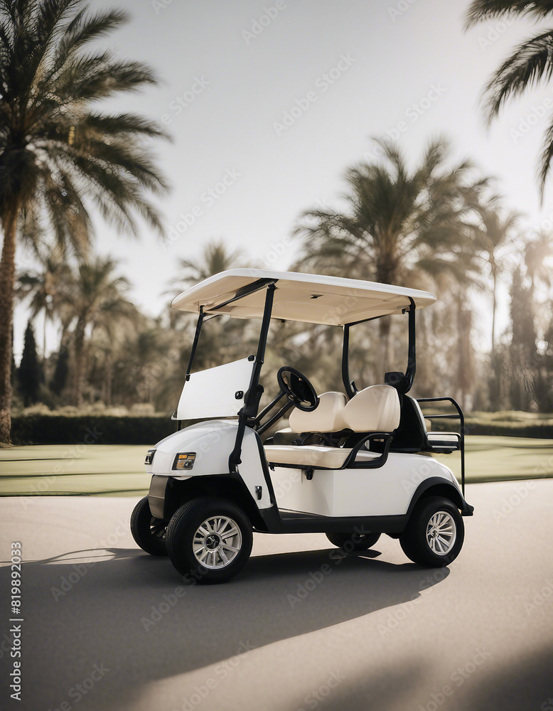 golf cart at the golf field road
