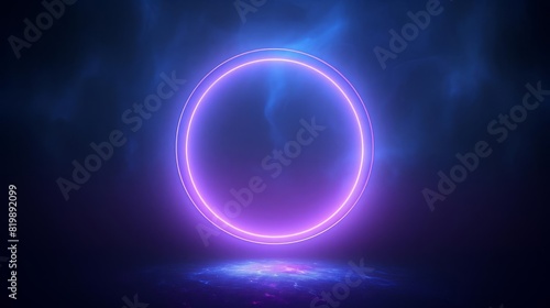 Wallpaper Mural Mystical neon circle, enigmatic atmosphere, close up, focus on the glow, theme of wonder, vibrant, blend mode, backdrop of foggy surroundings Torontodigital.ca