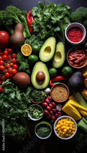 Nutritious meals to maintain the balance of body and mind. Avocados and healthy eating greens