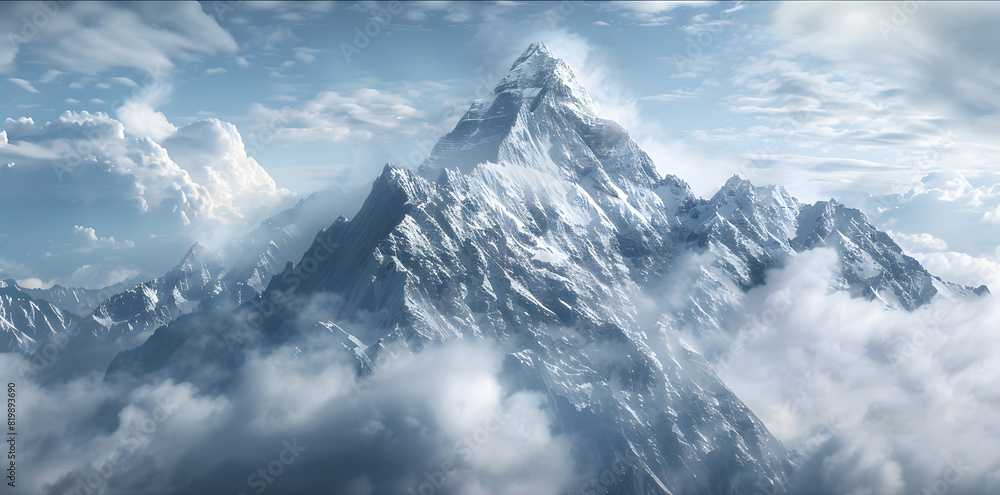 Obraz premium Snow-capped mountains in fog