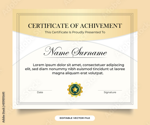 Corporate certificate design for education sports. Business success appreciation paper and frame vector. Vintage achievement certificate template vector. professional certificate design.