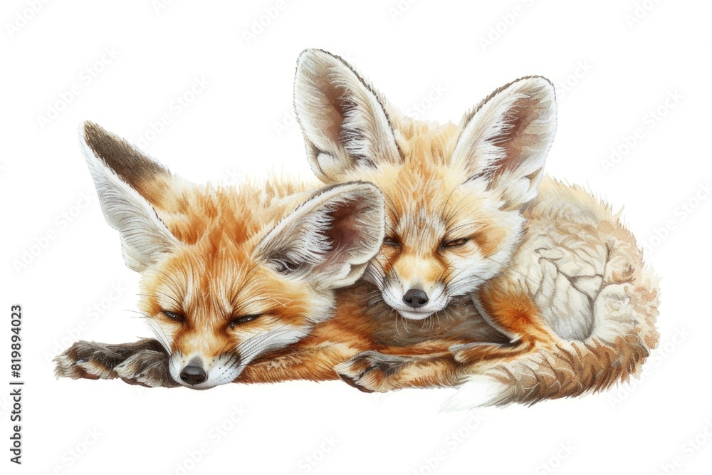 Two foxes laying next to each other. Suitable for wildlife and animal themes Two foxes laying next to each other. Suitable for wildlife and animal themes