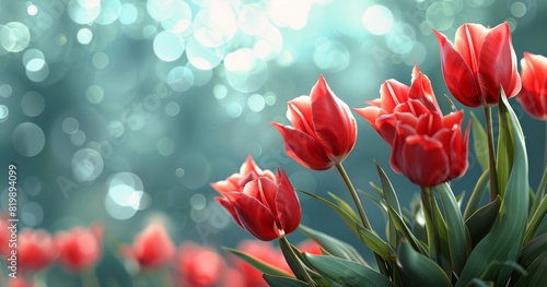 Red Tulips With Bokeh Background