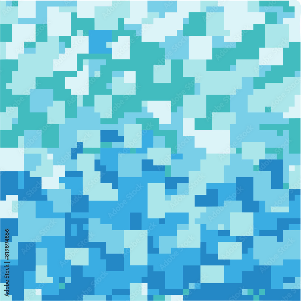 Vector snow, ice and water pixel blocks background pattern. Retro console game level cubic pixel texture. Computer 8 bit 80s arcade Vector snow, ice and water pixel blocks background pattern. Retro console game level cubic pixel texture. Computer 8 bit 80s arcade