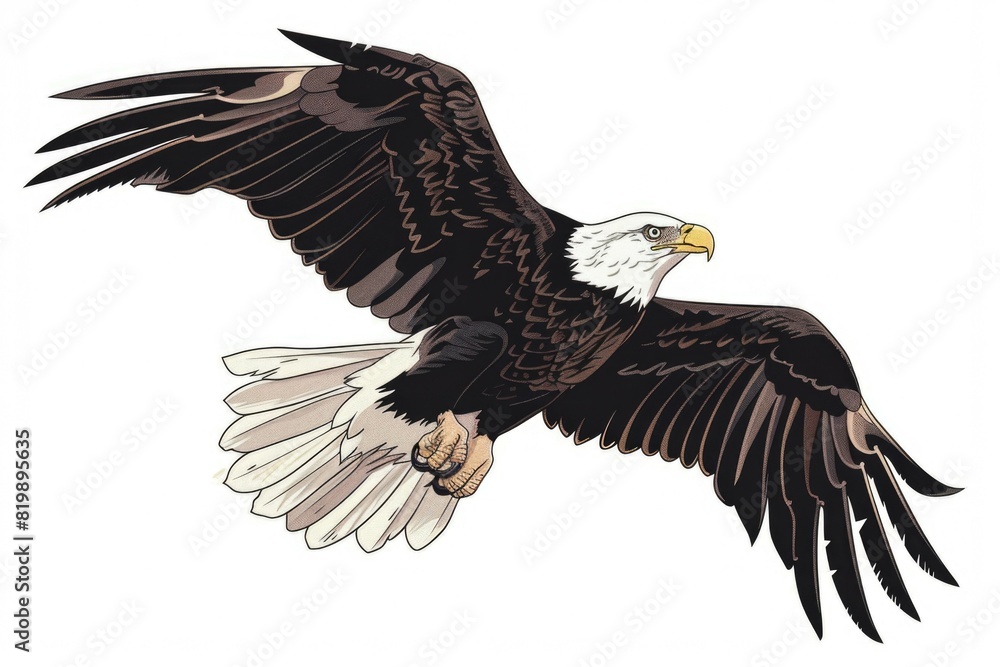 Fototapeta premium Majestic bald eagle soaring in the sky, perfect for wildlife or freedom concepts