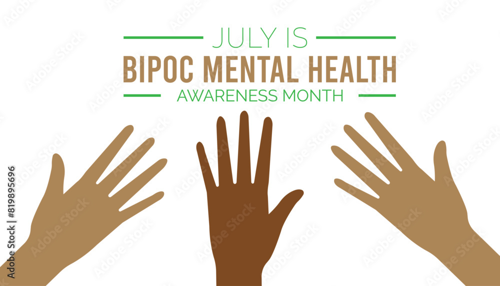 Bipoc mental health awareness month observed every year in July. Template for background, banner, card, poster with text inscription. Bipoc mental health awareness month observed every year in July. Template for background, banner, card, poster with text inscription.
