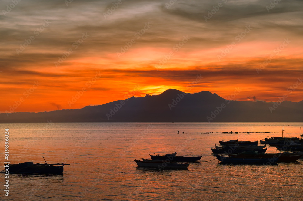 Naklejka premium Sunset at San Juan, Siquijor island