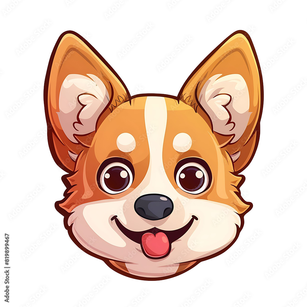 Fototapeta premium cartoon illustration of a Corgi dog head with its tongue hanging out