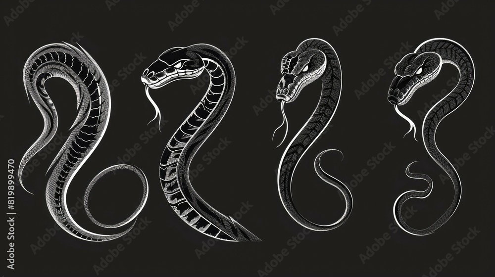 Obraz premium Image of three snakes on a dark background. Suitable for educational materials