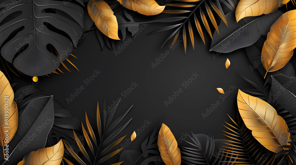 Abstract background with text on a background of golden foliage