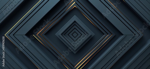 Dark blue background with a geometric pattern and golden lines
