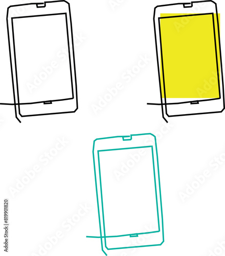 Phone line background. One line drawing background. Continuous line drawing of smartphone. Vector illustrationeps photo