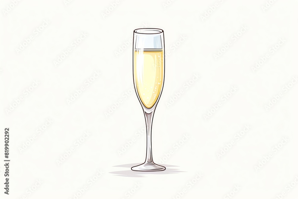 Single champagne glass with yellow champagne on white background. Single champagne glass with yellow champagne on white background.