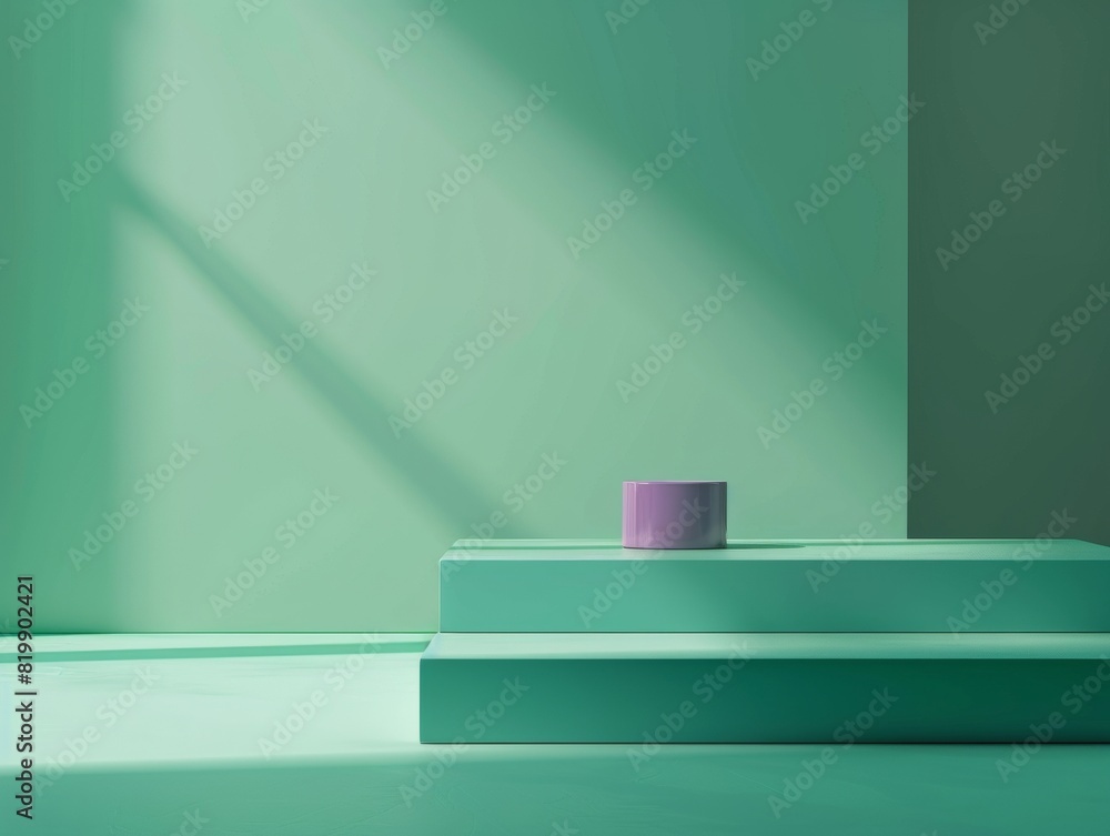 Minimalist Pastel Green Podium on a Monochromatic Backdrop for Modern Product Showcasing, with Soft Lighting and Textured Shadows Minimalist Pastel Green Podium on a Monochromatic Backdrop for Modern Product Showcasing, with Soft Lighting and Textured Shadows
