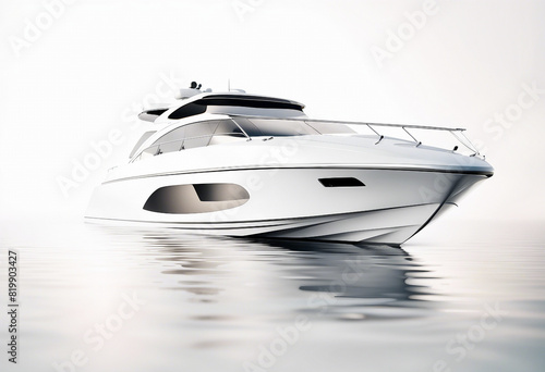 luxury speed boat vehicle yacht white  isolated white background 