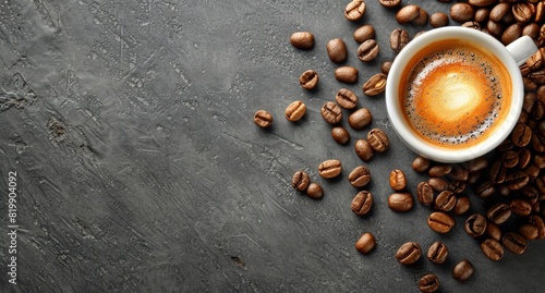 A Cup of Coffee Surrounded by Coffee Beans