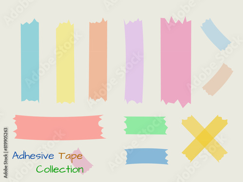 Colorful and cute transparent adhesive tape collection vector illustration for graphic design