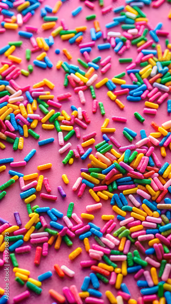 Sprinkles Sprinkled on Pink Surface Sprinkles Sprinkled on Pink Surface