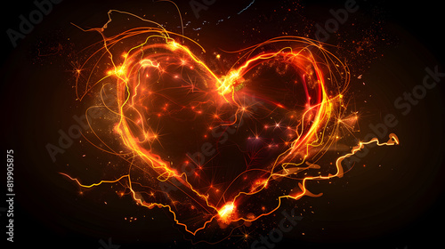 A burning heart on a black background