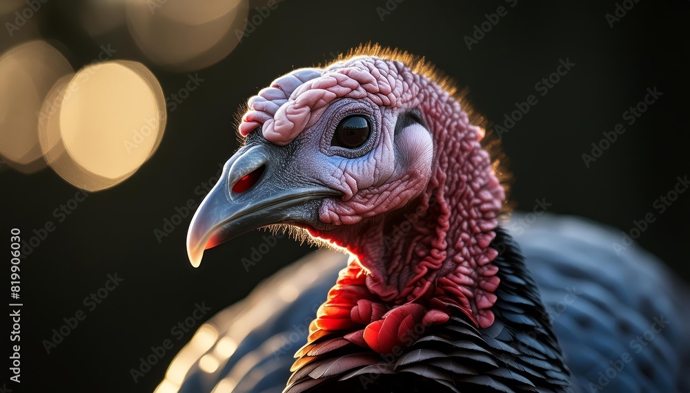 Turkey portrait Meleagris gallopavo at sunset- wildlife wilderness animal majestic big cock bird multicolored colorful Turkey portrait Meleagris gallopavo at sunset- wildlife wilderness animal majestic big cock bird multicolored colorful