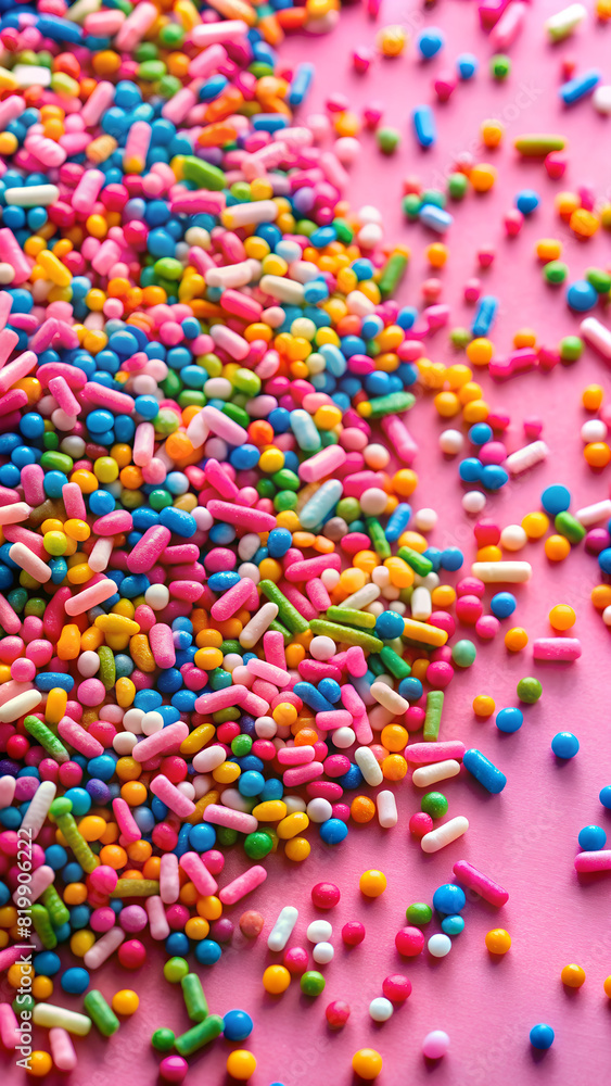 Sprinkles Sprinkled on Pink Surface Sprinkles Sprinkled on Pink Surface