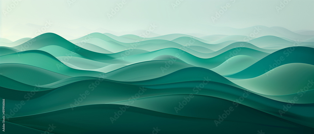 Fototapeta premium Abstract green wave flowing motion background