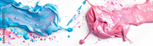 Pink and blue paint splash background 