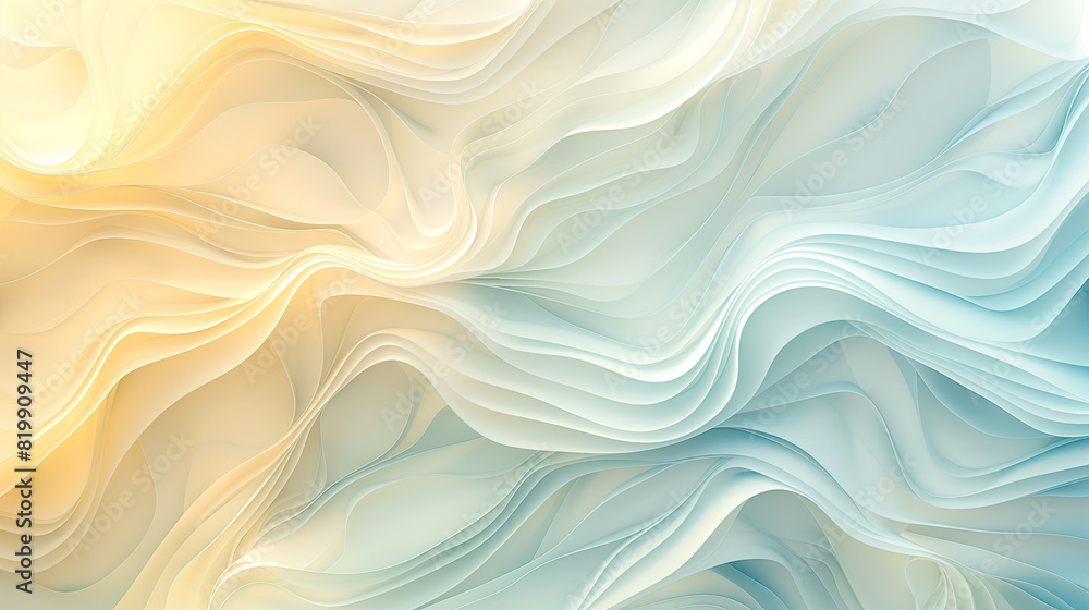 A blue and white wave with a yellow stripe A blue and white wave with a yellow stripe