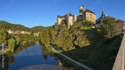 Castle Loket at the river Ohre  Eger  in Czech Republic  Europe 