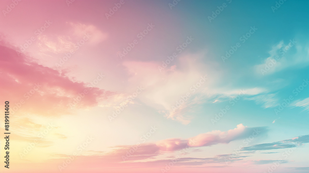 A beautiful blue and pink sky with fluffy clouds