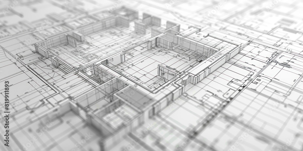 Fototapeta premium architectural plans photography, realistic hyper-detail 