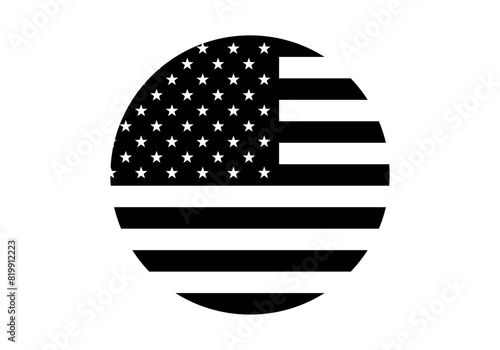Círculo con la silueta negra de la bandera de los Estados Unidos de América. photo