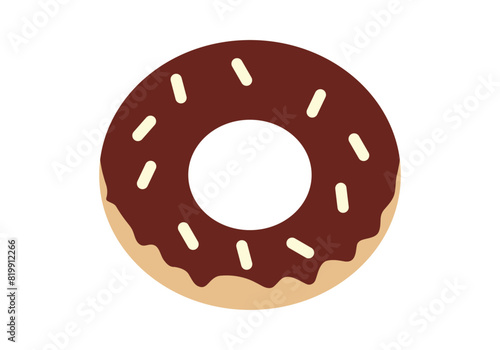 Rosquilla con cubierta de chocolate y confitería de colores.