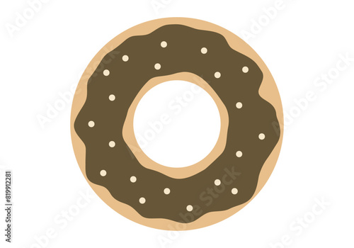 Rosquilla con cubierta de chocolate y confitería de colores.