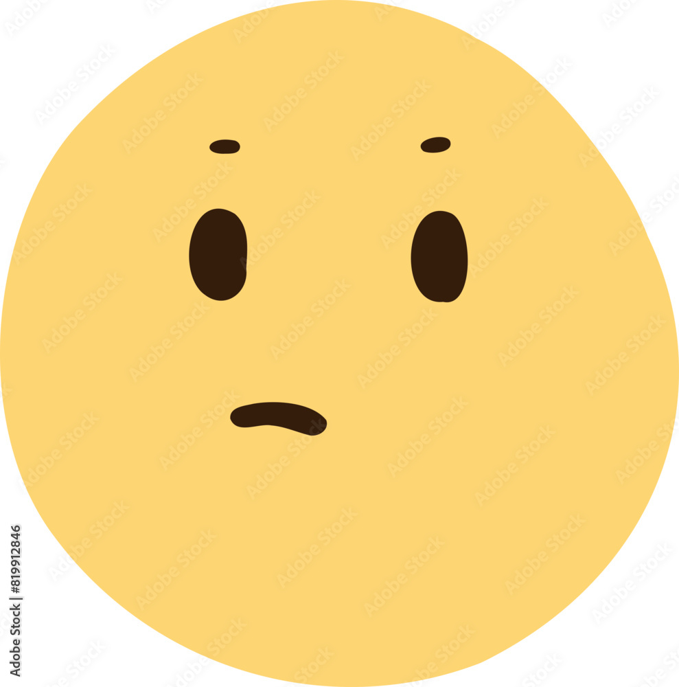 Fototapeta premium meh emoji, kawaii emoticon, cute doodle outline