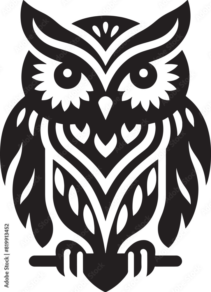 Obraz premium Eagle owl abstract minimal vector illustration logo or icon, clip art, drawing isolated on white background