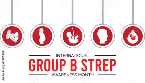 International Group B Strep Awareness Month observed every year in July. Template for background, banner, card, poster with text inscription.