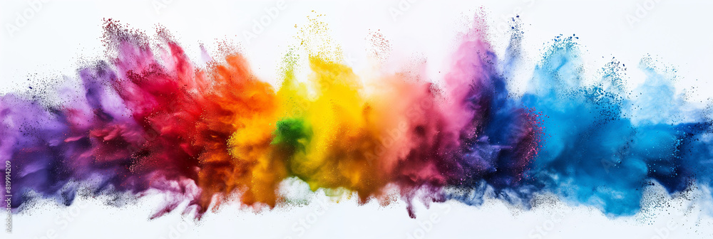 A colorful explosion of smoke and dust