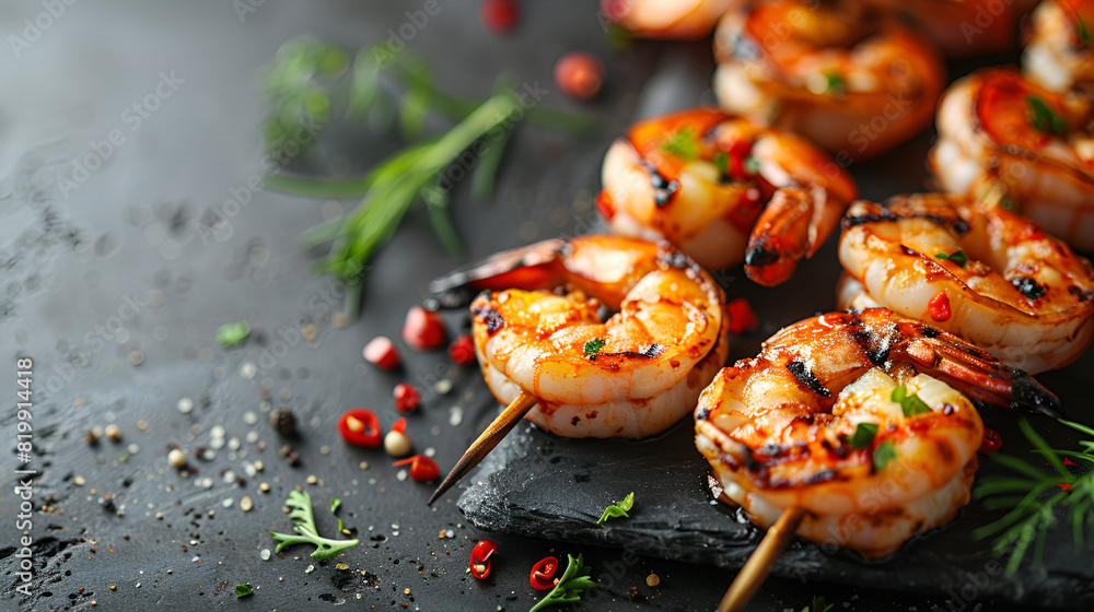 BBQ prawns on a skewer that are quite tasty BBQ prawns on a skewer that are quite tasty
