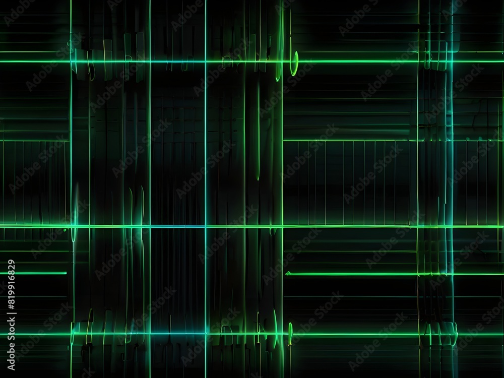 Glowing lines, neon green and black, tech texture, generative AI Glowing lines, neon green and black, tech texture, generative AI