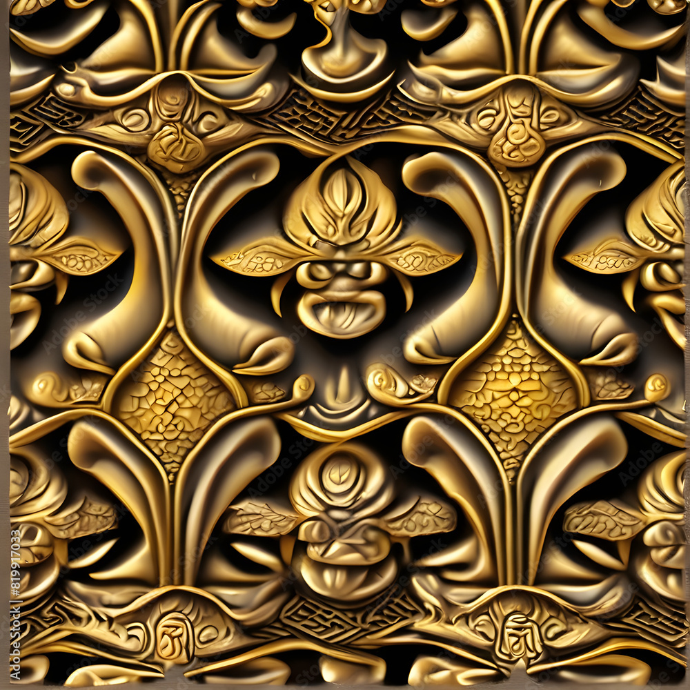 Antique Kanok pattern background, gold line background Antique Kanok pattern background, gold line background