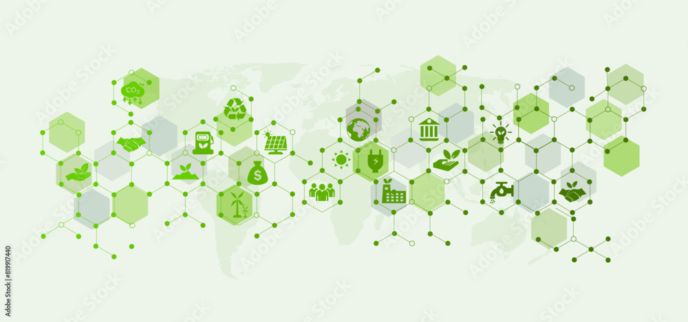Environmental, social and governance icon concepts in sustainable and green business. on a gray background Environmental, social and governance icon concepts in sustainable and green business. on a gray background