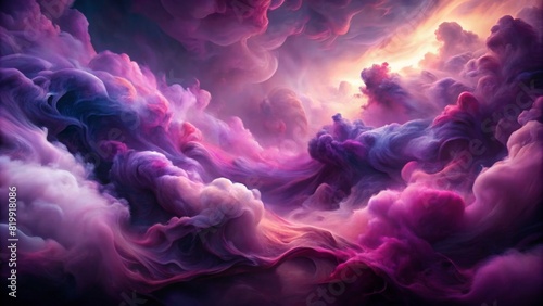 A dark purple and pink colored abstract background with smoke  fluid art style  digital painting with smooth curves