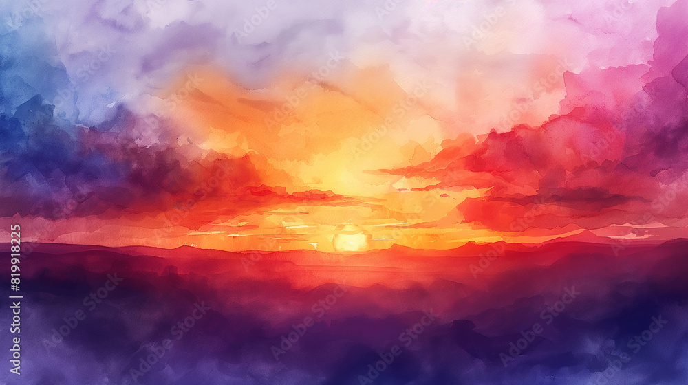 Fototapeta premium A colorful, abstract painting with a wave-like pattern