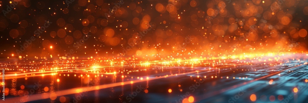Cityscape with buildings and streets lit up at night in an abstract style Cityscape with buildings and streets lit up at night in an abstract style