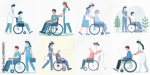 illustration of a nurse with a patient in a wheelchair