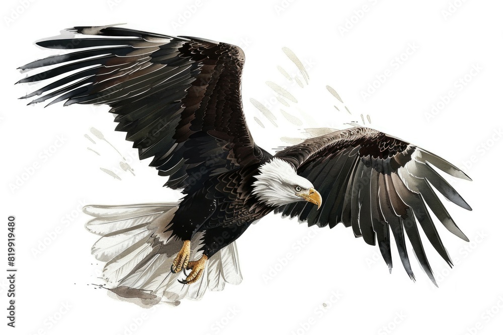 Obraz premium Majestic bald eagle soaring through the sky, perfect for wildlife enthusiasts