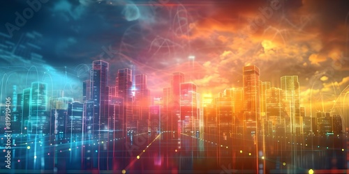 Optimizing Energy Efficiency in D Cityscapes with Smart Grids and Big Data. Concept Smart Grids, Energy Efficiency, Big Data, Urban Development, Sustainability photo
