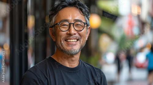 Smiling Man With Glasses in Street