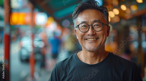 Smiling Man With Glasses in Street